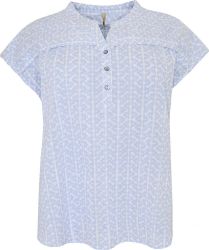 Plus size Cassiopeia bluse med lyseblå striber og feminine hjertedetaljer