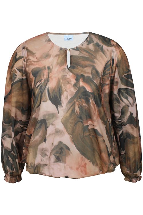 Plus size bluse med blomsterprint