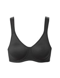Sort plussize BH med brede stropper og fuld skål, designet til optimal støtte og komfort.
