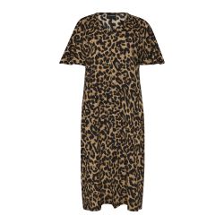 Leopardprint maxikjole i let crepekvalitet