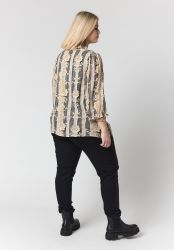 Elegant viskosebluse fra Studio i sand og sort