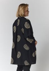 Sort plus size tunika med dekorativt broderi