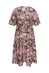 Feminin Kaffe Curve kjole med Pink Flower Print