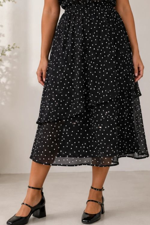 Feminin prikket KCsallie nederdel