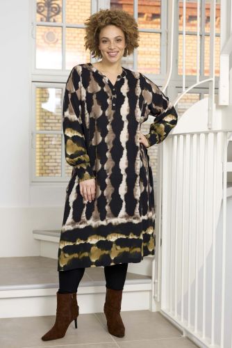 Zhenzi Livia kjole i Dark Olive med flot print