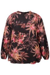 Zhenzi bluse med blomster og flæsekant