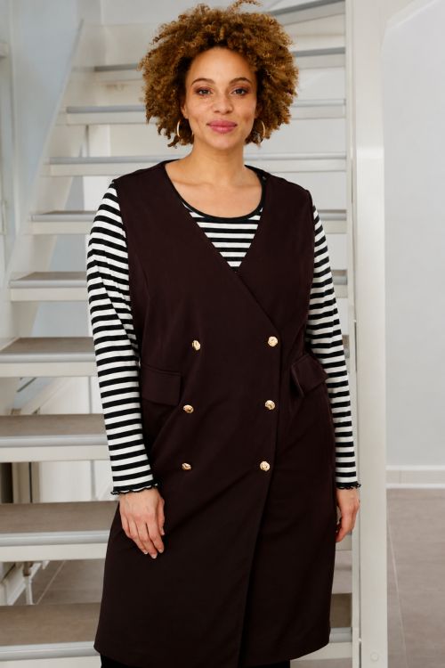 Brun plus size waistcoat kjole fra Zhenzi