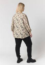 Studio plus size skjorte med V-udskæring og krave