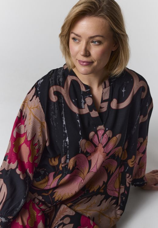 Gozzip Valdis lang plus size kjole med print