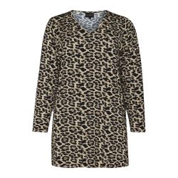 Leopardprintet plus size tunika i viskosekvalitet