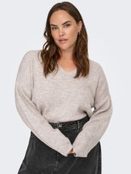 CarCamilla beige strikbluse fra Only Carmakoma