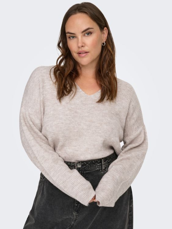 CarCamilla beige strikbluse fra Only Carmakoma