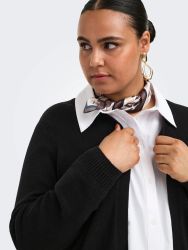 Sort plus size cardigan med åben front