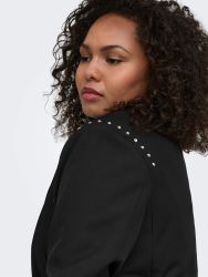 Sort plus size blazer med rhinsten
