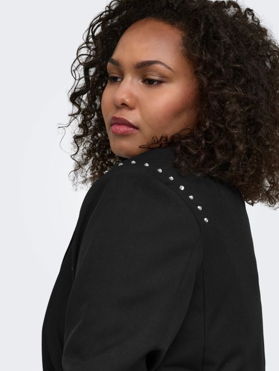 Sort plus size blazer med rhinsten