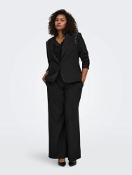Sort dameblazer i plus size med reverskrave