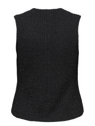 Sort glimmervest med stofbetrukne knapper