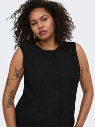 Sort plus size vest med glitter