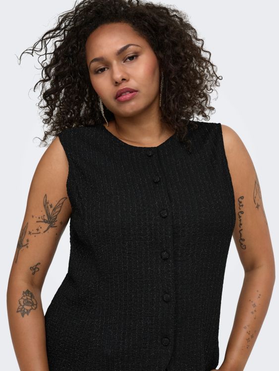 Sort plus size vest med glitter
