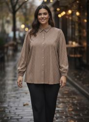 Sianna skjorte fra Cassiopeia i brun med striber