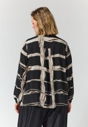 Sort Gozzip bluse med grafisk offwhite mønster
