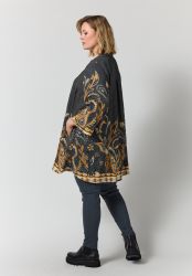 Gozzip tunika med brunt og cremefarvet print