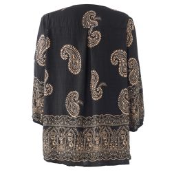 Sort mønstret viskosebluse fra Studio til plus size