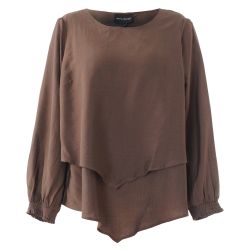 Brun Studio bluse stylet med matchende bukser