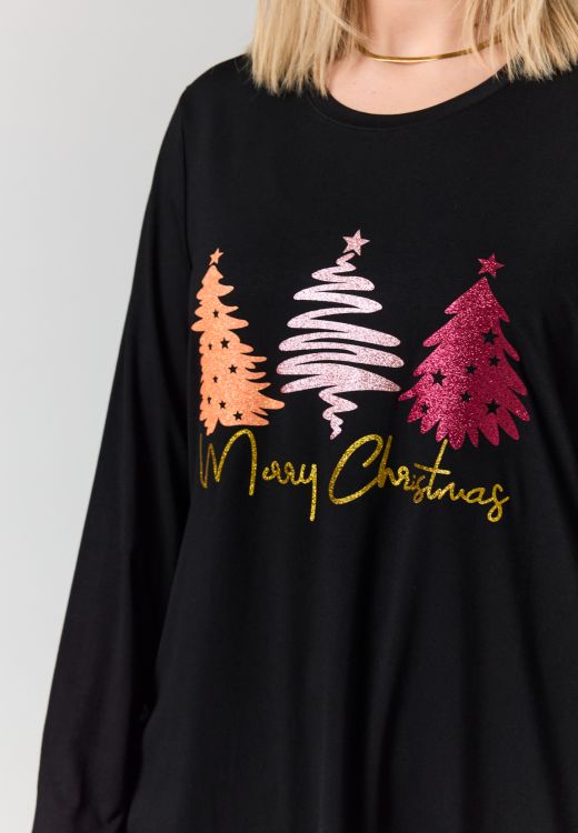 Sort plus size julebluse fra Studio