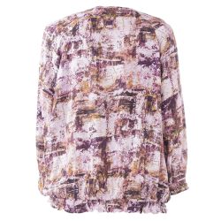 Studio bluse med abstrakt print i lilla nuancer