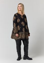 Studio plus size tunika i sort og sand