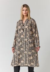 Sort Studio kjole med sandfarvede blomster