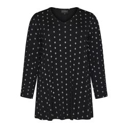 Sort Studio bluse i blød viskosejersey med stretch