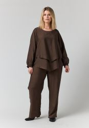 Brune Anemone Bukser med bred smock i taljen