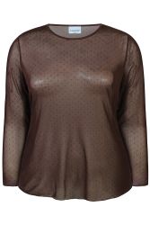 Transparent meshbluse fra Zhenzi i smuk chokoladebrun farve