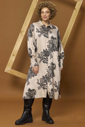 Zhenzi Merna skjortekjole i chateau med mørkt blomsterprint