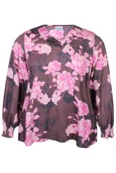 Zhenzi Meryl bluse med V-hals og feminint blomsterprint