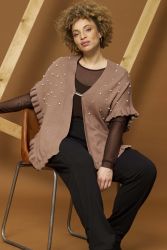 Elegant strikponcho fra Zhenzi med dyb V-udskæring