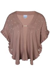 Feminin Zhenzi poncho med perlelukning og dekorative knapper
