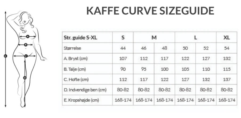 kaffe_curve Størrelsesguide